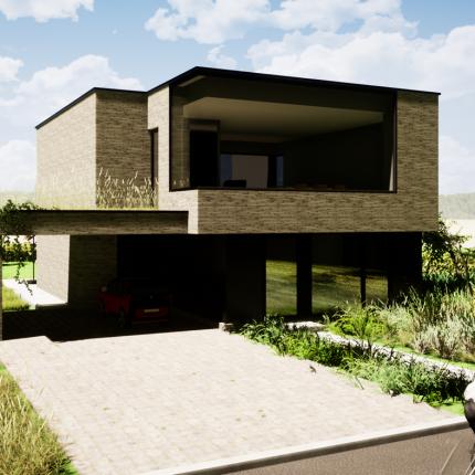 Voorgevel villa met verrassend concept