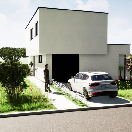 Voorontwerp strakke villa in crepi