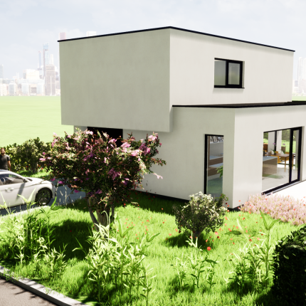 Voorontwerp strakke villa in crepi