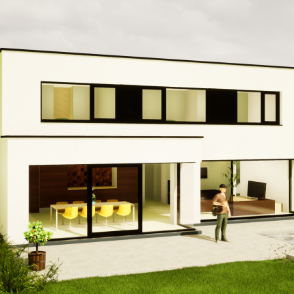 Achtergevel ruime, moderne villa