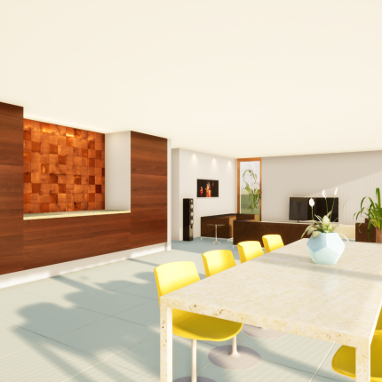 Interieur eethoek ruime, moderne villa