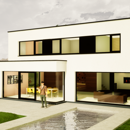 Achtergevel ruime, moderne villa