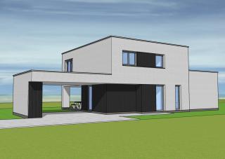 Moderne villa in crepi met carport & leuke indeling.