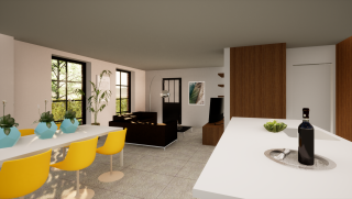 Interieur compacte woning met garage in pastoriestijl