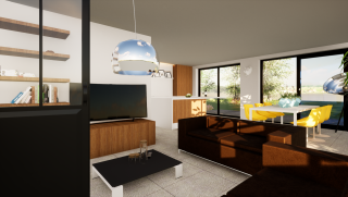 Interieur compacte woning met garage in pastoriestijl