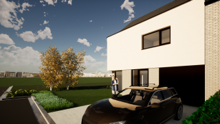 MULTIBAT Exterieur Hedendaagse half-open woning met garage