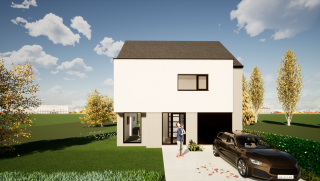 MULTIBAT Exterieur Hedendaagse half-open woning met garage