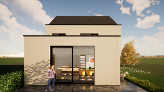 MULTIBAT Exterieur Hedendaagse half-open woning met garage