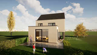 MULTIBAT Exterieur Hedendaagse half-open woning met garage