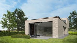 Achtergevel met grote glaspartij - villa Multibat